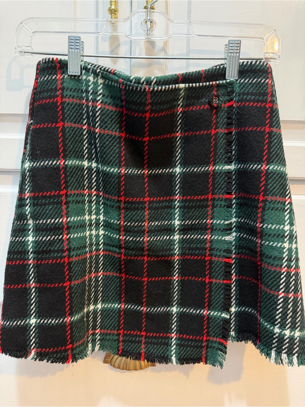 Gianni Bini Girls Plaid Wrap Wool Blend Skirt lined back zipper 12